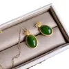 S952 deve ser incrustado com Jaspe de Hotan temperamento clássico pequeno fresco jade natural presente de aniversário requintado simples alto pendente