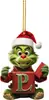 Navidad Transfronteriza Nuevo Acrílico Letra de Navidad Grinch Decoración de Árbol de Navidad Regalo Festivo Cabello Verde Colgante para el Hogar