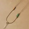 Pingente feito à mão DIY com cordão de couro, acessório ajustável para homens, pingente de jade, cordão para clavícula, corrente de suéter para mulheres