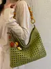 Yuezi 2026 Bolsos de Hombro Versátiles para el Trabajo de Moda de Verano con un Toque Relajado, Gran Capacidad, Bolso Tejido Hueco