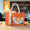 Bolsa de fieltro naranja para regalos de empresa, Bolsa de fieltro para eventos de empresa, Bolsa de regalo con cinta, Bolso de mano de fieltro