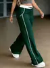 Pantalones deportivos de pierna ancha de tiro alto con cordón, estilo Y2K transfronterizo, estilo europeo y americano, pantalones casuales holgados con caída, versátiles para otoño e invierno, con bolsillos