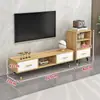 Mueble de TV retráctil moderno minimalista para salas de estar pequeñas, patas simples de madera maciza, mueble de TV de pie y mesa de centro