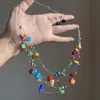 Colar Boho Colorido com Pedras Naturais e Contas Estilo Resort Corrente de Clavícula Multicamadas Exagerada Colar Pesado
