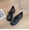 Zapatos de Cuero Pequeños de Estilo Británico de Tacón Grueso y Suela Gruesa Negros para Mujer 2025 Nuevos Otoño e Invierno Punta Redonda Versátiles Zapatos Franceses Mary Jane