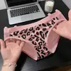 Bragas de Malla de Terciopelo Estampadas Estilo Europeo y Americano Sexy Estampado de Leopardo Deseo Puro, Ropa Interior para Mujer Cómoda y Amigable con la Piel que Moldea la Cadera