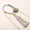 Pieza de Mango Trenzado Hecha a Mano Cuerda Borla de Algodón Color Calabaza Pequeña Colgante Estilo Étnico DIY Accesorios para Bolsos