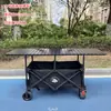 Carrito de puesto plegable portátil grande con mesa de altura ajustable, plegable y compacto, adecuado para acampar al aire libre y puestos de mercado nocturno