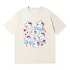 Camiseta Impresa de Estilo Americano de Moda Nicho Cuello Redondo Holgada Manga Corta Unisex Casual Colorida Versátil Camiseta Base de Moda