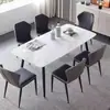 Juego de mesa y sillas de comedor de pizarra, estilo italiano de lujo ligero, diseño rectangular moderno y simple para comedores pequeños