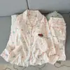 Conjunto de Pijama de Algodão Nuvem Plus Size para Mulheres Cheinhas, Lapela, Cachorrinho Bordado, Roupa de Casa para Primavera/Outono, Conjunto de Duas Peças, Em Estoque, Fornecimento Direto