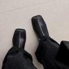 Botas de Cuero Patchwork con Puntera Cuadrada y Tacón Grueso, Estilo Martin, Inspiradas en Celebridades, Nuevas para Otoño e Invierno 2026, Estilo Europeo y Americano para Mujer