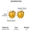 Nuevos Pendientes Colgantes con Forma de Corazón Chapados en Oro Real de Acero Inoxidable Europeos y Americanos para Mujer, Brazaletes para Orejas Personalizados de Sol y Luna, Pendientes Colgantes de Mariposa con Circonita