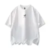 Atacado Transfronteiriço Nova Coleção de Verão Camisas de Manga Curta para Homens, Camisas de Manga Curta com Padrão Pintado à Mão, Caimento Solto e Relaxado, Gola Redonda Clássica
