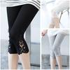 [Vendas Diretas da Fábrica] Leggings de Renda para Mulheres, Finas de Verão Elásticas Modeladoras Justas para Uso Interno e Externo Calças Cropped Calças Médias