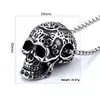 Collar con Colgante de Calavera Punk de Acero Inoxidable para Hombre Calavera Intrincadamente Diseñada con Patrones Florales Collar Pesado Color Plateado Ideal para el Uso Diario Incluye Cadena Perfecto para Atuendos Casuales y con Estilo
