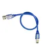 Cabo de Impressão USB para Porta Quadrada Azul Transparente, Preto com Anel Magnético, 0,3m - 10m com Cabo de Interruptor 303 em Formato de Orelha