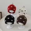 Gorro de lana para bebé de 1 a 3 años, estilo coreano, lindo gorro de punto con oso de dibujos animados, gorro cálido de invierno con protección para las orejas para niñas