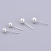 Venta al por mayor pendientes de plata de ley S925 de cuenta redonda lisa con pasador recto para agujero de oreja, pendientes de guisante, pendientes de cuenta redonda pequeña, pendientes de tapón de oído mini simples