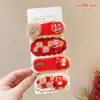 Pinza Roja Festiva de Felpa para el Cabello de Niñas, Accesorio Dulce y de Alta Gama para Flequillo y Cabello Lateral