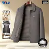 Abrigo de lana para hombre para otoño e invierno con forro extraíble, adecuado para padres de mediana edad y mayores, estilo de negocios, chaqueta de lana de doble cara con cuello de solapa