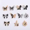 Moda Nova Transfronteiriça Luxo Leve Cravejado com Diamantes Pequeno e Requintado Borboleta Combinada com Acessórios de Liga Simples Brincos DIY Pingente