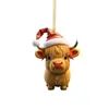 Linda Vaca de Navidad Coche Colgante Acrílico Decoración Árbol de Navidad Colgante Decoración del Hogar Juego de Cinco Piezas Adornos Colgantes para Coche