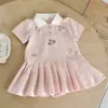 Vestido de Verano para Niña Ningli Estilo Nuevo Niños Elegante Bordado Polo Vestido Princesa Bebé Vestido de Un Año Verano