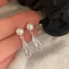 Brincos de Gota de Pérola Estilo Coreano com Zircônia Novos Chegados para Mulheres Luxo Leve Elegante Nicho High-end Brincos Agulhas de Prata para Mulheres