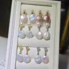 Aretes de botón redondos barrocos naturales botón liso aretes con pasador de plata S925 aretes franceses irregulares