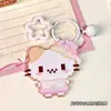 Dulce llavero acrílico como regalo para una mejor amiga, lindo colgante de gatito con cascabel, decoración para bolso, diseño pixelado estilo estudiante