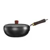 Wok auténtico de hierro fundido para uso doméstico, wok genuino antiadherente, wok de gran capacidad, estilo Zhangqiu, sin recubrimiento, cazo para leche, olla para sopa, todo hecho a mano