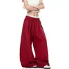 Pantalones de Paracaidista Retro Americanos con Cordón Plisados de Secado Rápido Unisex Nuevo Estilo Corte Relajado Holgados Casual Versátiles de Pierna Ancha Modernos
