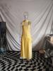 En Stock Vestido Sexy Elegante Transfronterizo Europeo y Americano Verano 2025 con Escote Bardot, Corte Ajustado, Aberturas y Diseño de Patchwork