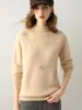 Suéter de cashmere 100% puro de sete agulhas espessado para mulheres, gola semi-alta, mangas compridas, pulôver, camada base de tricô versátil para outono e inverno