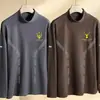 Envio RápidoCamiseta Masculina de Manga Longa com Gola Alta Meia e Tecido Térmico Dupla Face, Peça Básica da Moda para o Outono