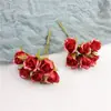Pequeno Botão de Rosa Fresco Simulado Decoração de Casamento Flor Tecido de Seda com Arame Pequeno Buquê Material para Guirlanda