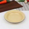 Plato esmaltado con citas nostálgicas al por mayor, plato para olla caliente, plato para sopa, plato de arroz redondo antiguo, forro grande retro
