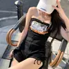 Shorts de Mezclilla de Cintura Alta para Mujer, Verano 2022, Negros, Diseño Elegante, Adelgazantes de Pierna Ancha en Línea A, Hot Pants, Modernos