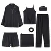Conjunto de 7 Piezas para Mujer: Pijamas de Seda de Hielo para Mujer