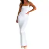 2023 Verão Novo AliExpress Vestido Sling de Cor Sólida Feminino Sexy Slim-fit Hip Vestido Longo
