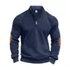 Nova Moletom Casual Amazon Outono/Inverno Transfronteiriço Cor Sólida Masculino com Zíper Parcial Gola Alta Manga Longa de Veludo em Estoque para Homens