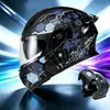 Casco Revelador Casco de Motocicleta Otoño e Invierno Cálido Casco Integral para Hombres y Mujeres Casco de Doble Visera Casco Integral Pedal para Todas las Estaciones