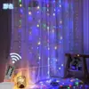 Cortina de Luces LED Navideñas Control Remoto Cadena de Luces Cascada Sala de Estar Dormitorio Fondo Cielo Estrellado Luces Guirnalda Boda