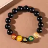 Pulseira de Obsidiana Arco-Íris Dourada Obsidiana Transferência de Ano Cinco Elementos Deus da Riqueza das Cinco Direções Pulseira para Homens e Mulheres Casais