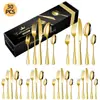 26 Modelos Nuevos de Vajilla de Acero Inoxidable 1010 Transfronteriza Juego de 16/24/30 Piezas Vajilla Occidental Cuchillo para Bistec, Tenedor, Cuchara Juego en Caja de Regalo