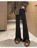 Pantalones de Punto Suave para Otoño e Invierno para Mujeres Petites, con Borlas, Cintura Alta, Adelgazantes, Pantalones de Punto Acampanados con Caída, Pantalones de Punto Engrosados para Mujeres