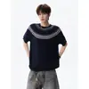 2026 Nova Tendência Masculina e Feminina Estilo Old Money - Em Estoque Tricô de Lã Americano Retrô Fair Isle de Manga Curta