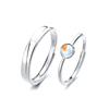 Anillo de Pareja Luna de Mar Plata de Ley s999 Par de Personalidad de Moda Nicho Luna de Piedra Anillo Abierto para Novia