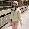 Foto Real do Novo Estilo Coreano de Inverno 2024 Jaqueta Curta Acolchoada com Estampa Floral Pequena Gola Alta Acolchoada Roupa Externa de Algodão Jaqueta de Estudante para Mulheres